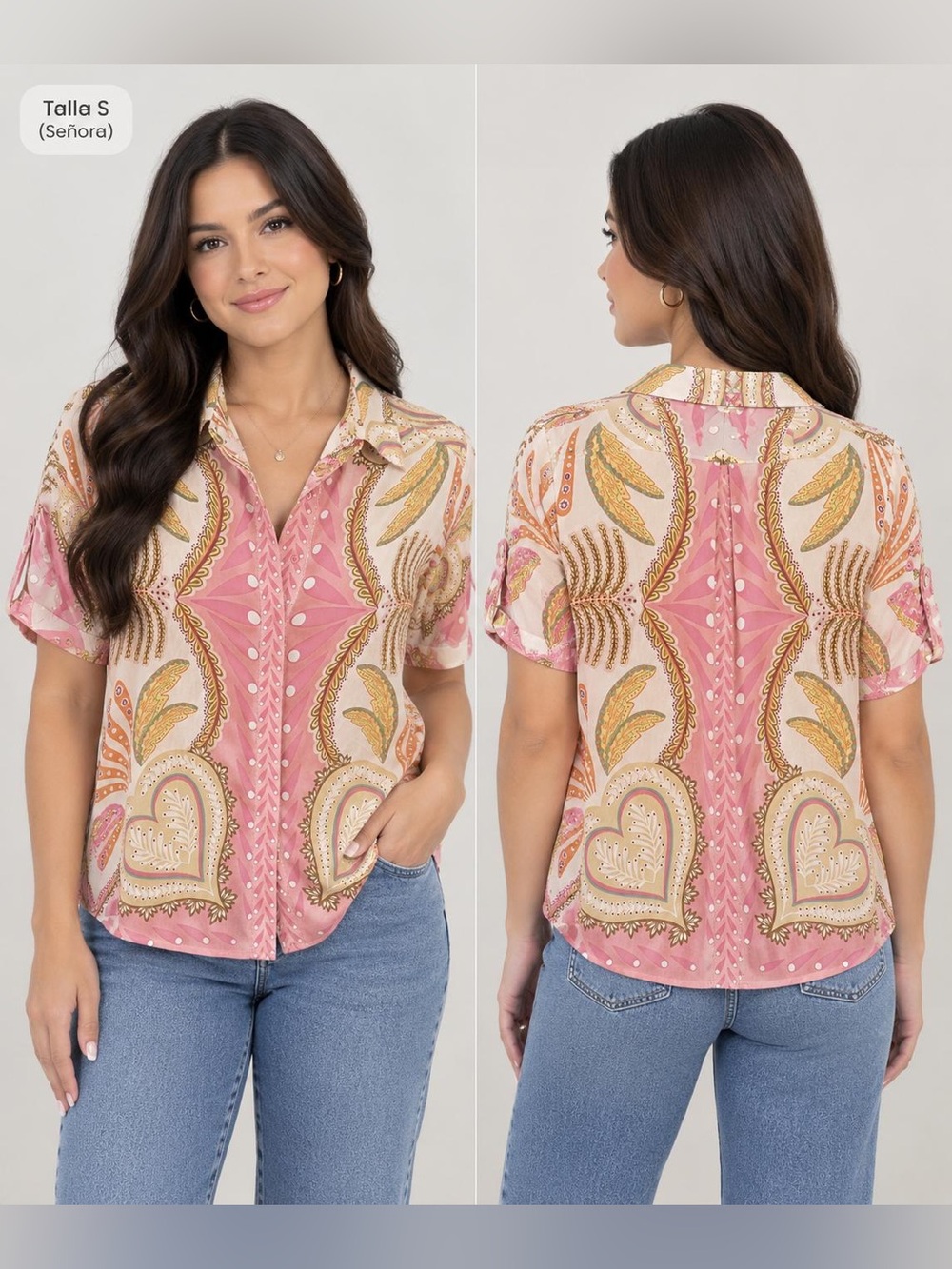 Rachel Zoe Pink Paisley-Print Button Down Shirt
